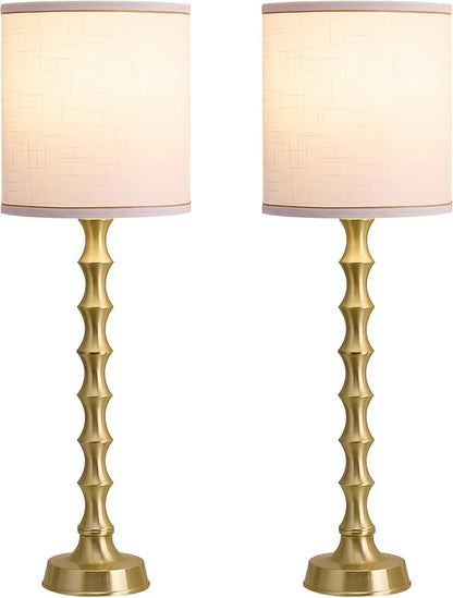 30.5" Gold Buffet Table Lamps Set of 2 with White Lampshade, Tall Skinny Gold Lamps Set of 2 for Living Room, Sideboard & Home Office