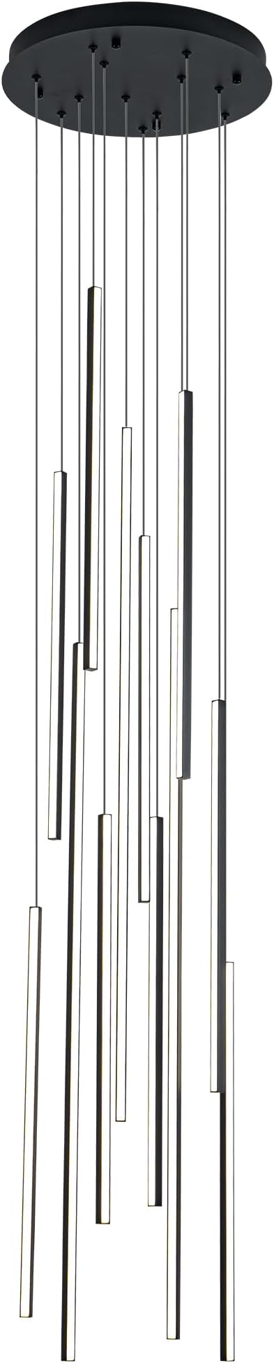 118" Modern LED Chandelier, Clustered Led Pendant Light, 12-Lights Dimmable High Ceiling Large Hanging Lighting Fixture for Loft Villa Living Room Stairs Foyer (Black-80W-12 Lights)