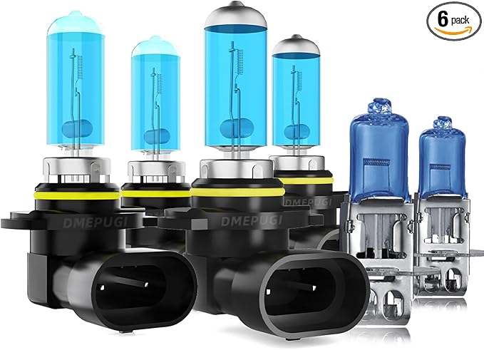 headlight bulbs compatible with Toyota Corolla 2001-2004, 9005/Hb3/H10 high & 9006/HB4 low beams + H3 Fog Lights,Super Bright 6000K White,Plug N Play, Pack of 6