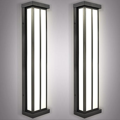 LUXRITE LED Outdoor Wall Sconce, 24in Outdoor Wall Light, Black Aluminum, 3CCT 3000K 4000K 5000K, 26W, ETL, IP65 Waterproof, Modern Exterior Lights for House, Porch, Patio, Front Door, Garage 2 Pack