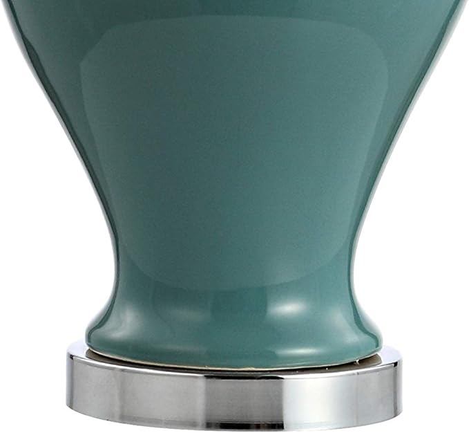 JONATHAN Y JYL6602A-SET2 22" Jade Green Classic Ceramic Table Lamp Set of 2 for Living Room, Traditional Ginger Jar Bedside Lamps for Bedroom Nightstand with White Linen Shade, LED Bulbs Included