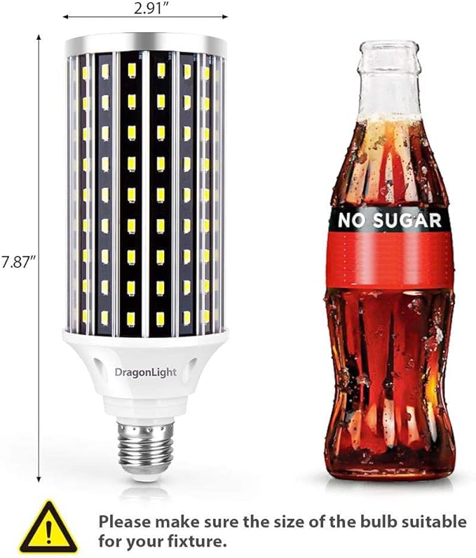 DragonLight 50W Super Bright LED Corn Light Bulbs (400 Watt Equivalent) - E26/E39 Base LED Lamp - 6000K Daylight 5,500 Lumens for Large Area Lighting, Pack of 2