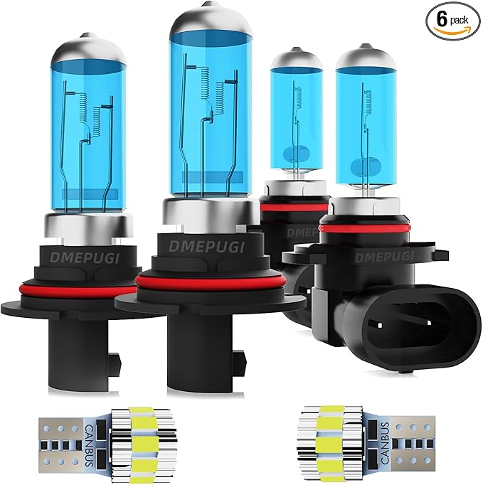 Light Bulbs Compatible with Nissan Murano 2003-2007, High Performance Halogen Headlight Bulb And License Plate Lights Combo, 9007 9006 High Low Beam Fog Lights, 6000K White Light, Pack of 6