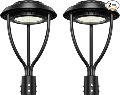 2Pack 60W LED Post Top Light with Photocell, 60W 48W 36W Adjustable 9000Lm 5000K Outdoor Pole Lights, IP65 Waterproof Post Light Fixtures for Garden Yard Pathway Lighting ETL DLC Listed AC100-277V