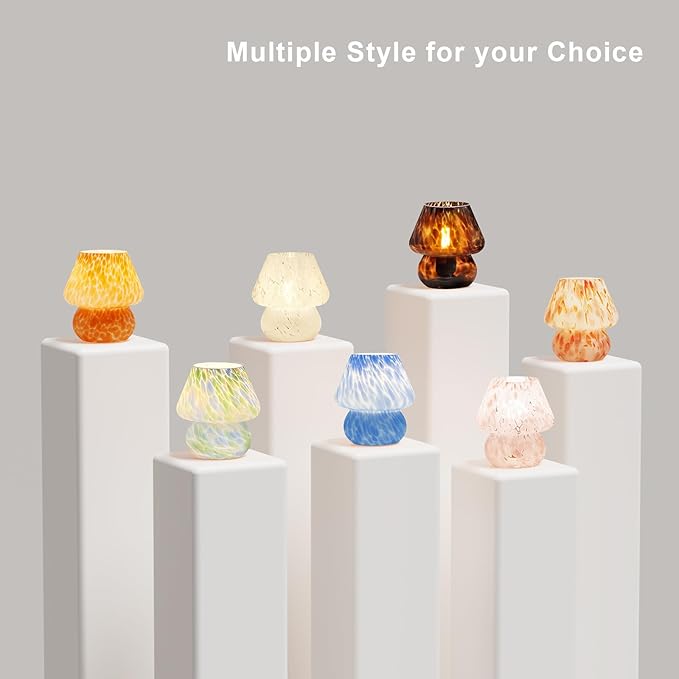 Mushroom Lamp Table Lamp for Bedroom,Desk Bedside Small Lamps for Living Room Night Stands,Mushroom Decor Cute Mini Modern Mid Century Lamps,Unique Aesthetic Home Living Room Decor(White-1)