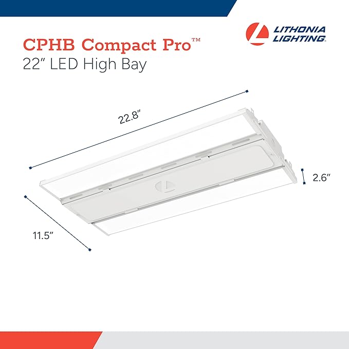 Lithonia Lighting Compact Pro LED High Bay Light, Ceiling Lighting Fixture, 24,000 Lumens, 5000K Daylight, Dimmable LED Work Light for Garage and Warehouse, MVOLT 120-277V (CPHB 24LM MVOLT 50K)