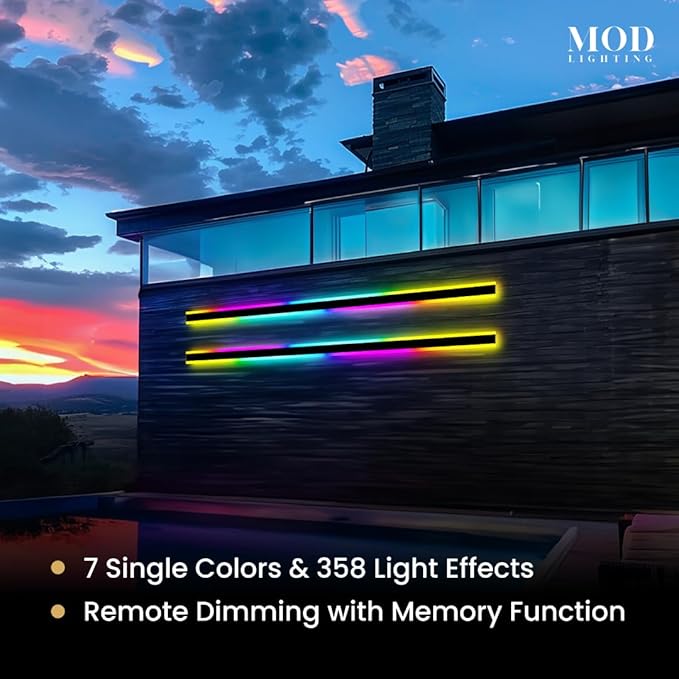 𝗠𝗢𝗗 𝗟𝗜𝗚𝗛𝗧𝗜𝗡𝗚 Haylen RGB | Long Outdoor Wall Lights, 7 Colors and 358 Light Effects, Dimmable with Remote Modern Linear Exterior Light Fixture, Waterproof Wall Sconce 70W, 1-Pack (RGB | 94")