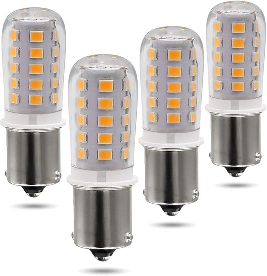 12V BA15S LED Bulb S8 SC 3W 300Lm 2700K Warm White,Bayonet Single Contact Base 1156 1141 P21W,AC/DC 12volt Landscape RV Camper Marine Boat Trailer Lighting-4 Pack