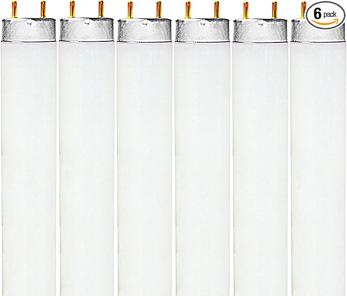 LUXRITE F17T8/850 17W 24 Inch T8 Fluorescent Tube Light Bulb, 5000K Bright White, 1350 Lumens, G13 Medium Bi-Pin Base, LR20753, 6-Pack