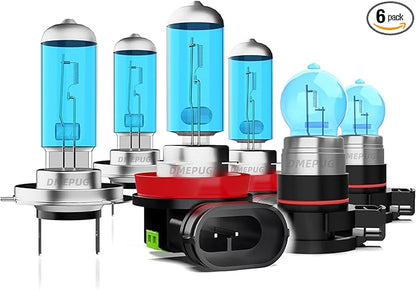 Headlights Bulbs compatible with Ford Escape 2007 halogen Light Bulb, H7 High Beams + H11/H8/H9 Low Beam Lights + 5202/H16 Fog Light,Plug N Play,Pack of 6