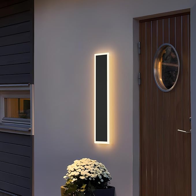 31.5Inch Modern Outdoor Wall Sconce,5.9Inch Wide Exterior LED Wall Light IP65 Waterproof 3000K for Porch Garage Courtyard