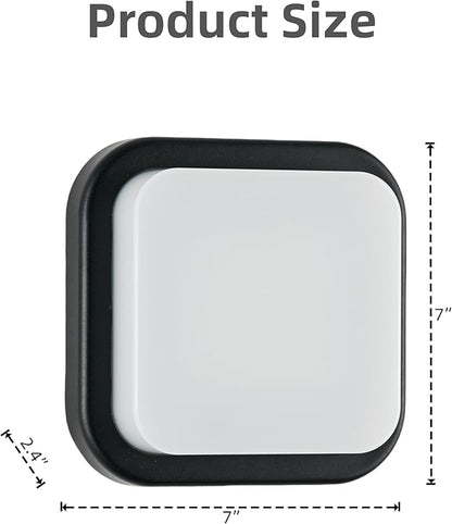 LANFU LED Modern Square Outdoor Wall Sconce Light 3000K Outside Light for House Patio, Black Warm White, IP64 Waterproof Exterior Wall（7inch）
