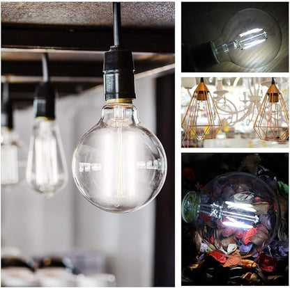 Energetic 12-Pack LED Globe G25 Dimmable Edison Light Bulb, 40 Watt Equivalent, 5000K,350LM, E26 Medium Screw Base, Christmas Light, G80 LED Edison Light Bulb, UL Listed