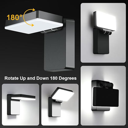40W LED Outdoor Wall Light, 3000LM 5000K No-Glare Porch Light, IP65 Waterproof Anti-Rust, 360° Adjustable Head for Yard, Garage, Above Door (8Pack)