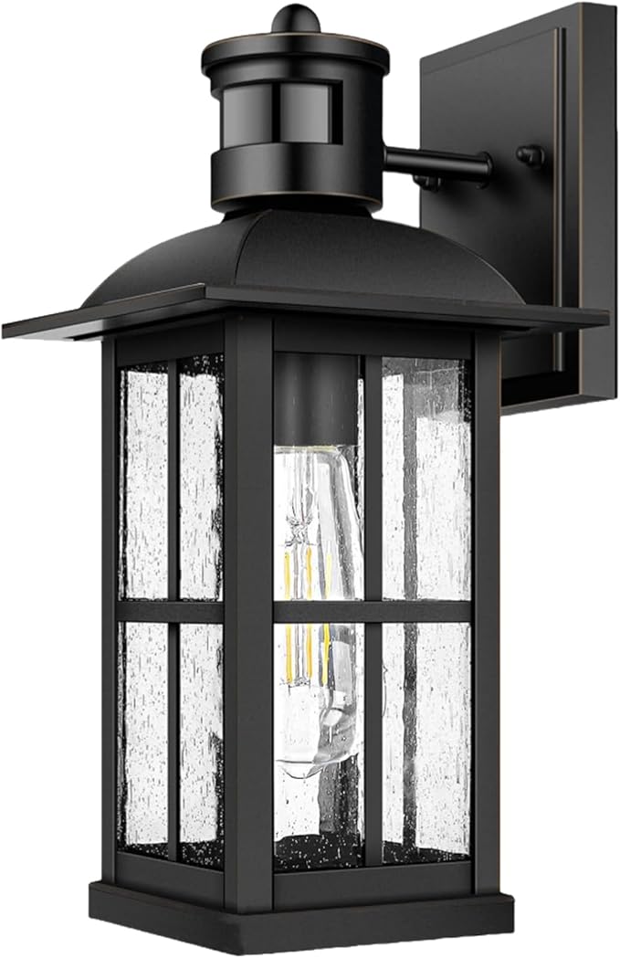 15inch Large Outdoor Wall Lights,Modern Black Exterior Lantern Wall Light Fixture with E26 Sockets & Tempered Glass,Waterproof Porch Wall Lighting for Garage,Garden