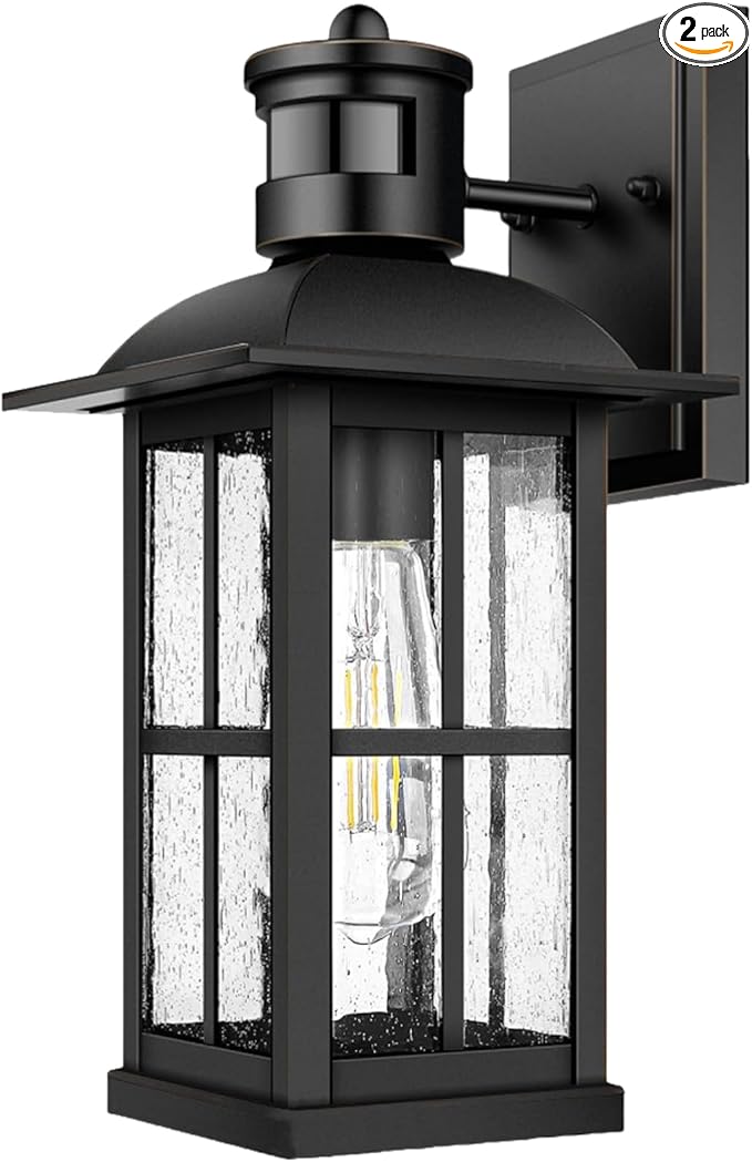 15inch Large Outdoor Wall Lights,Modern Black Exterior Wall Light Fixture with E26 Sockets & Tempered Glass,Waterproof Porch Lighting for Wall (1 Pack)