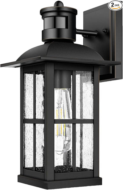 15inch Large Outdoor Wall Lights,Modern Black Exterior Wall Light Fixture with E26 Sockets & Tempered Glass,Waterproof Porch Lighting for Wall (1 Pack)