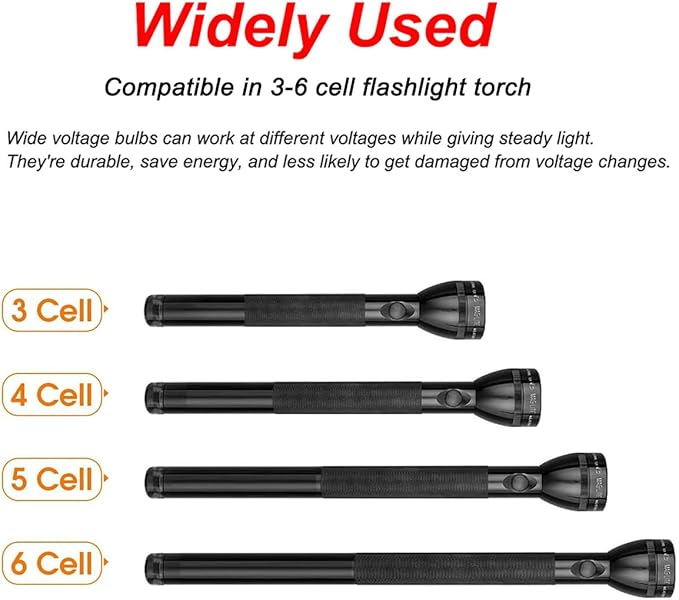 4-12V P13.5S LED Flashlight Bulb Replacement for 4 5 6 Cell Torch Lantern Vintage Cycle Bike LAMP Moped Light U.S. Army &Military MX-993/U & TL-122 KPR113 K13 K15 Work Light Maglit Bulbs,2Pcs
