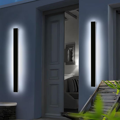 Mikeru 39inch Outdoor Wall Light Fixtures, 10%-100% Dimmable Black Exterior Wall Sconces, 3000k-6000k Acrylic Invisible Long led Wall Light for Porch Modern Wall Mount Lighting for House
