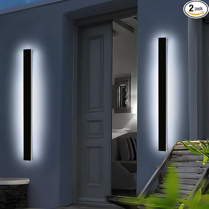 Mikeru 2 Pack 39.3inch Modern Outdoor Wall Sconce, 3000K/4500K/6000K 3 Color Temperature LED Exterior Light Fixtures, Modern Long Porch Lights Wall Sconce for Garage, Doorway, Porch, Patio