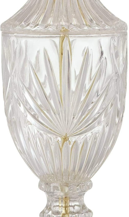 Regency Hill Traditional Glam Luxury Table Lamps 26.5" High Set of 2 Clear Glass Urn Brass Gold Metal White Cream Bell Shade Decor for Living Room Bedroom House Bedside Nightstand Home