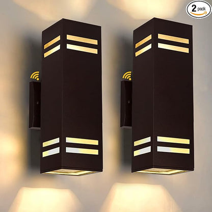 Dusk to Dawn Outdoor Wall Light, Brown Exterior Up Down Lights Outdoor Light Fixture, Porch Lights Wall Mount 2 Pack, IP65 Aluminum Modern Outside Lights for House Front Door, Porch