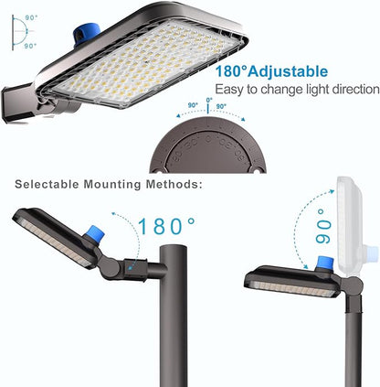 5Pack 240W LED Parking Lot Lighting 36000LM 5000K Pole Lights Outdoor with Smart Dusk to Dawn LED Parking Lot Lights Outdoor Pole Mount for 30~50Ft Yard,Driveway,Stadium,Roadway-7Yrs Warranty