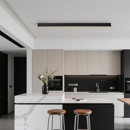 Black ceiling light LED, modern and simple, long strip ceiling surface installation, suitable for living room, bedroom, corridor and kitchen, remote control to switch color and brightness, 39.3 inches