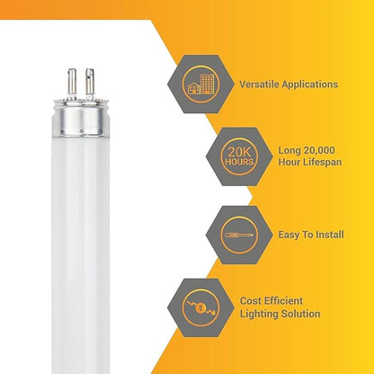 Diodesy- 4-Foot T5 Linear Fluorescent Light Bulb 54W (375W Equivalent) 5000 Lumen 4100K Cool White G5 Miniature Bi Pin Base Pack of 40- Replacement Tube Lamp for Under The Counter Under Cabinet RV