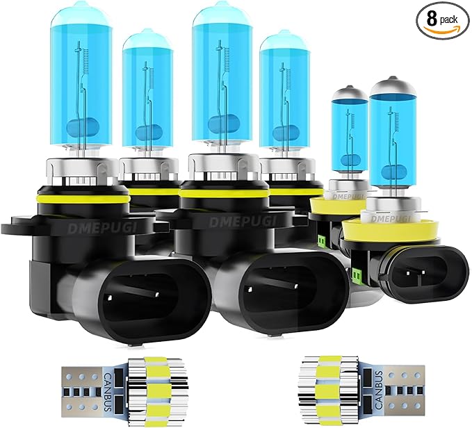 Headlight Bulbs Compatible With Toyota RAV4 2006 2008 2009 2010 2012 Bulb Lights,9005 High Beam + 9006 Low Beams + H11 Fog Lights,T10 License Plate Lights,Plug and Play, 8 Pack
