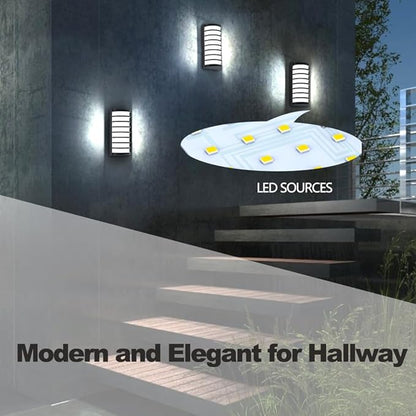 Sytmhoe Modern Outdoor Wall Lights 2Packs, 6000k Cool White LED Exterior Light Fixtures,Porch Led Wall Lamps,Porch&Patio Light for House,IP65 Waterproof for Garage Hallway Stairs Gardens(2packs)