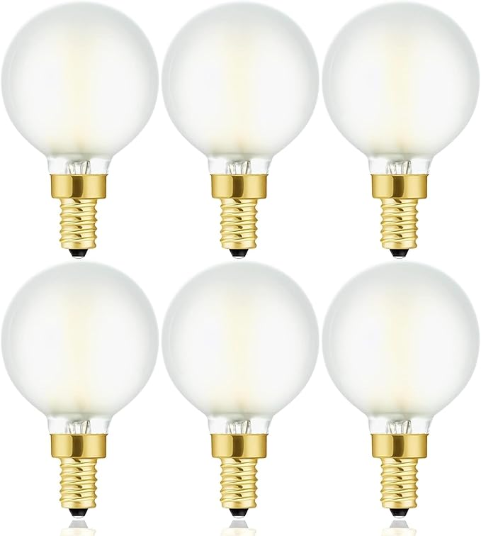 Frosted G16.5 Light Bulb E12 LED Bulb 4W Dimmable E12 Candelabra Bulb 5000K Cool White 40 Watt for Chandeliers,Ceiling Fan,Pendant,Wall sconces AC120V Edison Style 400LM CRI90+, Pack of 6