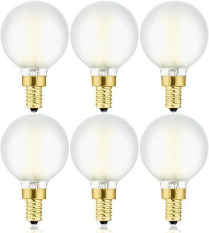 Frosted G16.5 Light Bulb E12 LED Bulb 4W Dimmable E12 Candelabra Bulb 5000K Cool White 40 Watt for Chandeliers,Ceiling Fan,Pendant,Wall sconces AC120V Edison Style 400LM CRI90+, Pack of 6