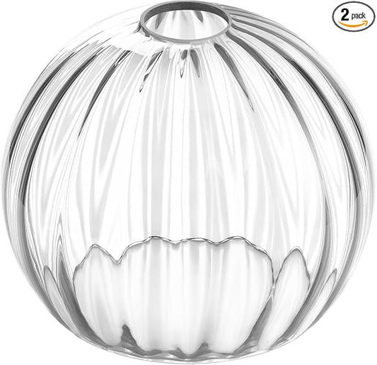 Clear Glass Shade,Replacement Globe & Cover for Lighting Fixture, 8" Diameter, Replacement with 1.65 Inch Fitter for Wall Lamps Chandeliers or Ceiling Light (2, 8Inch - Clear Glass)