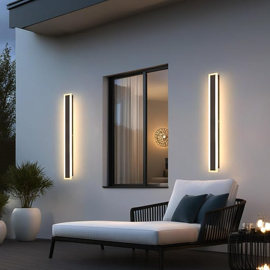 39 inch Modern Outdoor Wall Sconce LED 3000K Long Outdoor Wall Lights Linear Outside Lights IP65 Waterproof Black Exterior Light Fixtures for Garage Porch Garden Patio