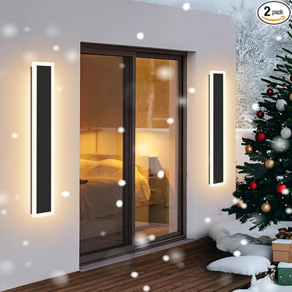 2-Pack 36inch Long Outdoor Modern LED Wall Light, Exterior LED Wall Lighting Fixture, IP65 Waterproof Wall Lamps, Dimmable 30W 2700LM Black Wall Sconce, 3000K/4000K/5000K Selectable, ETL