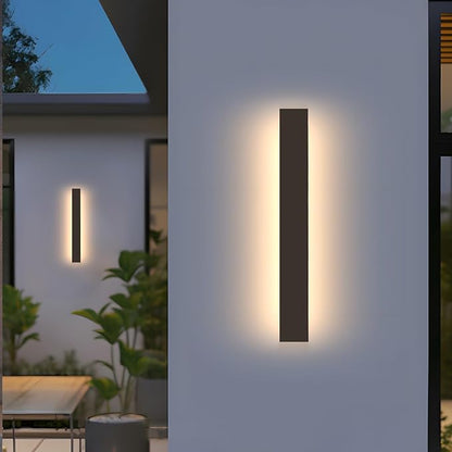 2 Pack Modern Outdoor Wall Lights 23.6" Linear Modern Outdoor Lights 3000K Black Exterior Wall Sconces Long LED Linear Exterior Lighting for Porch Living Room Garage Swimming Pools