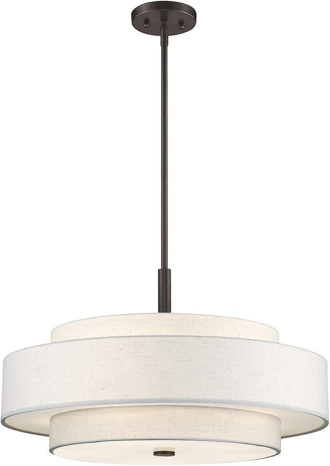 Livex Lighting Fabric Shade 52138-92 Meridian 5 Light English Bronze Pendant