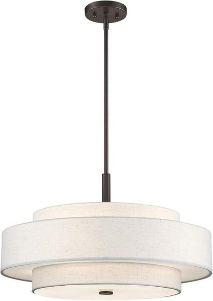 Livex Lighting Fabric Shade 52138-92 Meridian 5 Light English Bronze Pendant