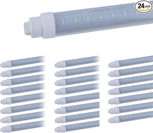 24 Pack T10 2FT 20W Led Tube Light Double Sided 360° Rotatable R17D Base Double Rows Led Ballast Bypass 2 Foot Advertisement Sign Lighting 6000k Cool White Striped Cover 100-277V