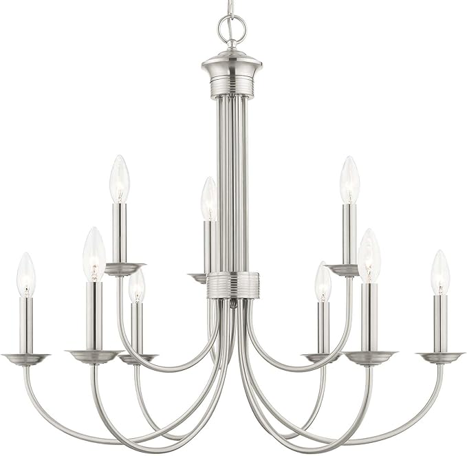 Livex Lighting 42687-91 9 Light Brushed Nickel Chandelier