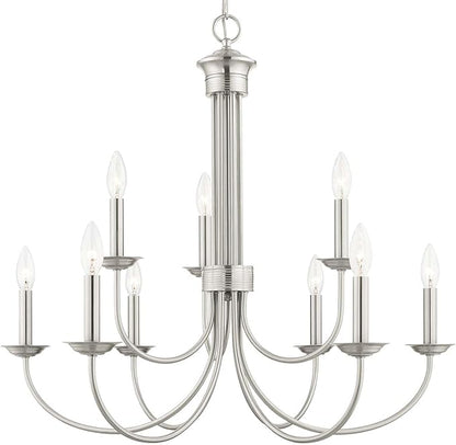 Livex Lighting 42687-91 9 Light Brushed Nickel Chandelier