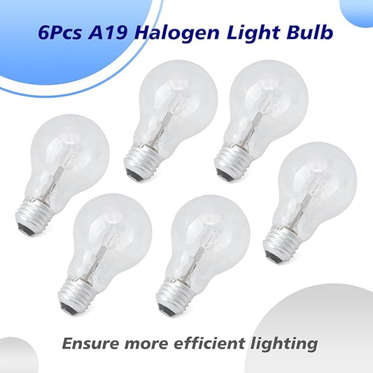 6Pcs 043168787963 Halogen Light Bulb for A19 Bulb Types 43 Watt 120V Replace 78796 E26 Thread Suitable for Table Lamps