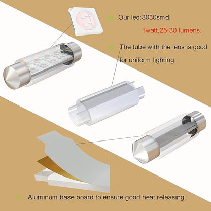 578 LED Bulb Pink Purple,211-2 Festoon LED Car Bulbs 43mm 44mm,Festoon 212-2 LED Bulb DC 12V for Marine Boat RV Car Interior Map Trunk Lights (Pack 12)