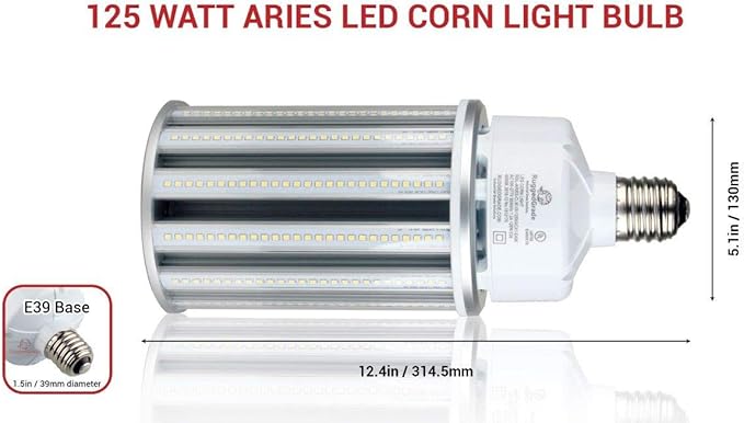 RuggedGrade Aries Series 125W LED Corn Bulb | 16,250 Lumens | 4000K Natural White | E39 Base | 6KV Surge Protection | Energy Efficient LED Bulb | DLC 5.1 Premium