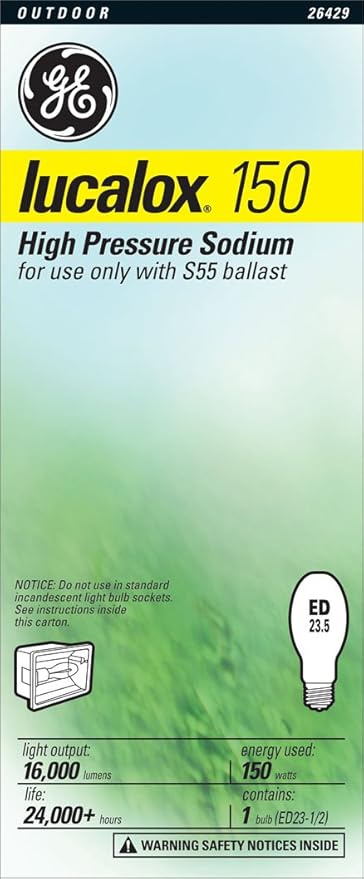 GE 26429 150-Watt LUCALOX HID High Pressure Sodium Mogul Base Light Bulb, 1-Pack