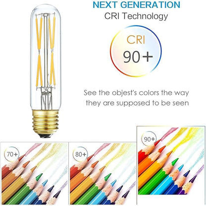 T10 Led Bulb,Dimmable 8W Led Tubular Bulbs, 75-100 Watt Incandescent Bulb Equivalent, 3000K Soft White, Clear Glass, E26 Base Lamp Bulb, for Cabinet Display Cabinet etc,6 Pack. (Soft White)