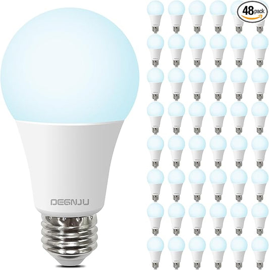 LED Light Bulbs Daylight 5000K, 100 Watt Equivalent LED Bulbs, A19 Standard Bulbs, 1500 LM, 15000 Hours, E26 Base, Non-Dimmable, 13W LED Bulbs for Bedroom Living Room 48 Pack