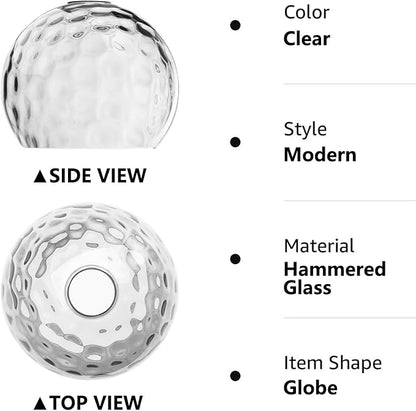 ANYLOVE Seeded Glass Globe Shade，Fixture Replacement Shade,7" Diameter, Replacement with 1.65 Inch Fitter for Wall Lamps Chandeliers or Ceiling Light,2Pack
