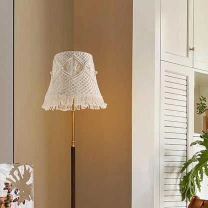 Boho woven Lamp shade Medium White Ivory Lampshade 7.5``Top x 12``Bottom x 11``High(Spider) Handmade Lamp shade for Table Lamp & Bedside Lamp - Replacement Tassel Lampshade
